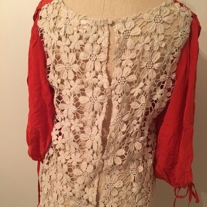 Lace-back silk top